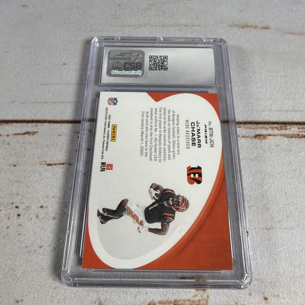 2021 Panini Playoff #BTN-JCH Ja'Marr Chase Behind the Numbers Silver Graded 9.5